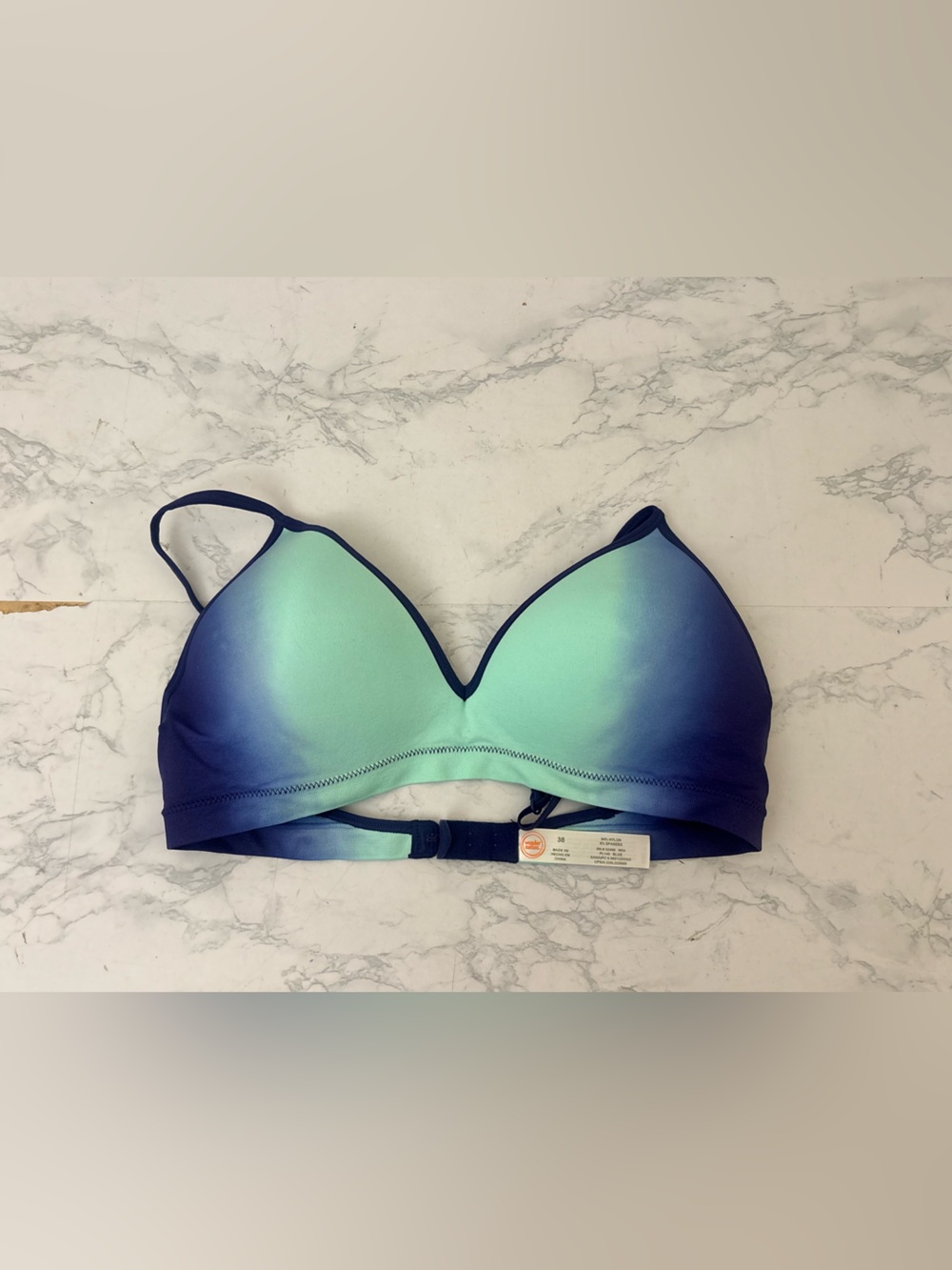 Wonder nation girls bra size 38 XXL ombré green blue Back Fasten Padded NWOT